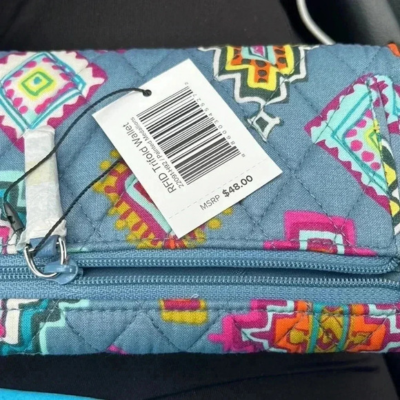 🆕 Vera Bradley Trifold Wallet Aztec Blue New With Tags and Glasses Case Bundle - Picture 9 of 11